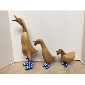 Dcuk Wooden Duck Ornament Mantle Piece Blue Wellies Lot of 3   183215106816